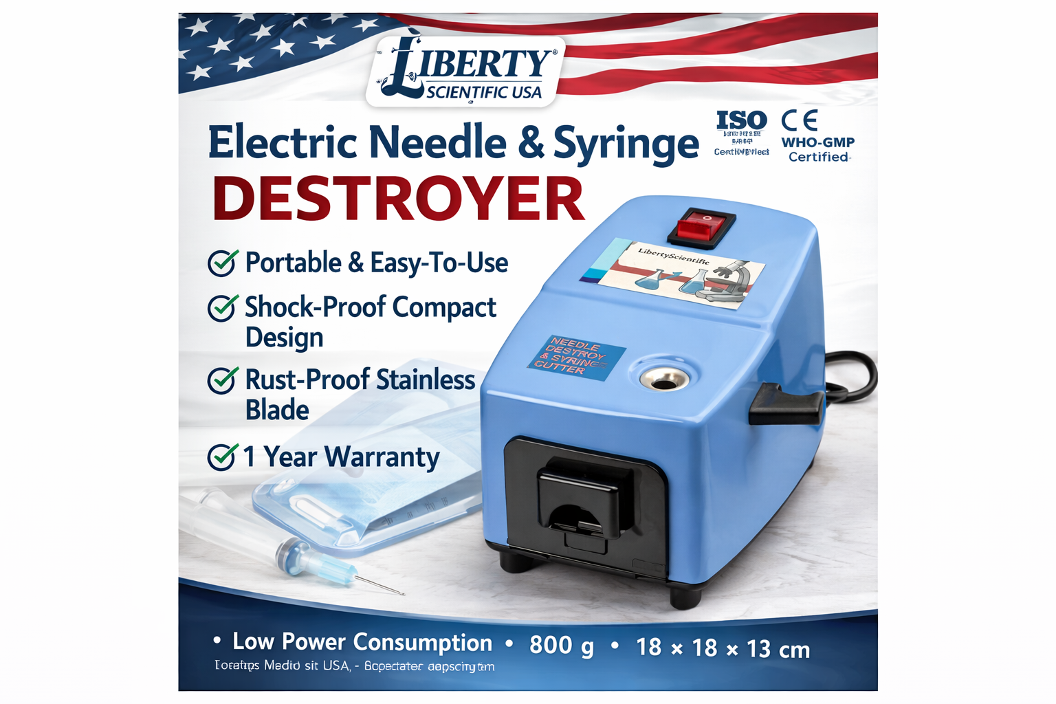 Electric Needle & Syringe Destroyer Cutter USA