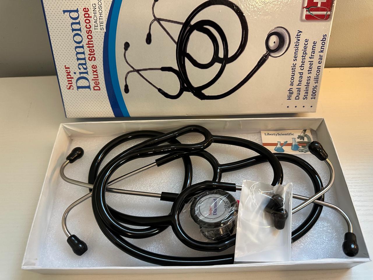 Super Diamond Deluxe Teaching Stethoscope Dual Head High Acoustic Sensitivity | USA