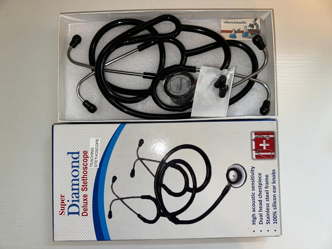 Super Diamond Deluxe Teaching Stethoscope Dual Head High Acoustic Sensitivity | USA